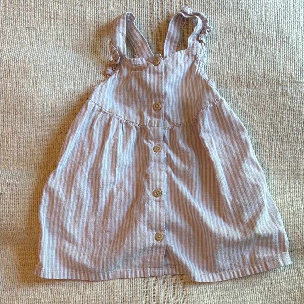 H&M Striped Button-Front Sundress in Pale Lavender stripe sz 12m